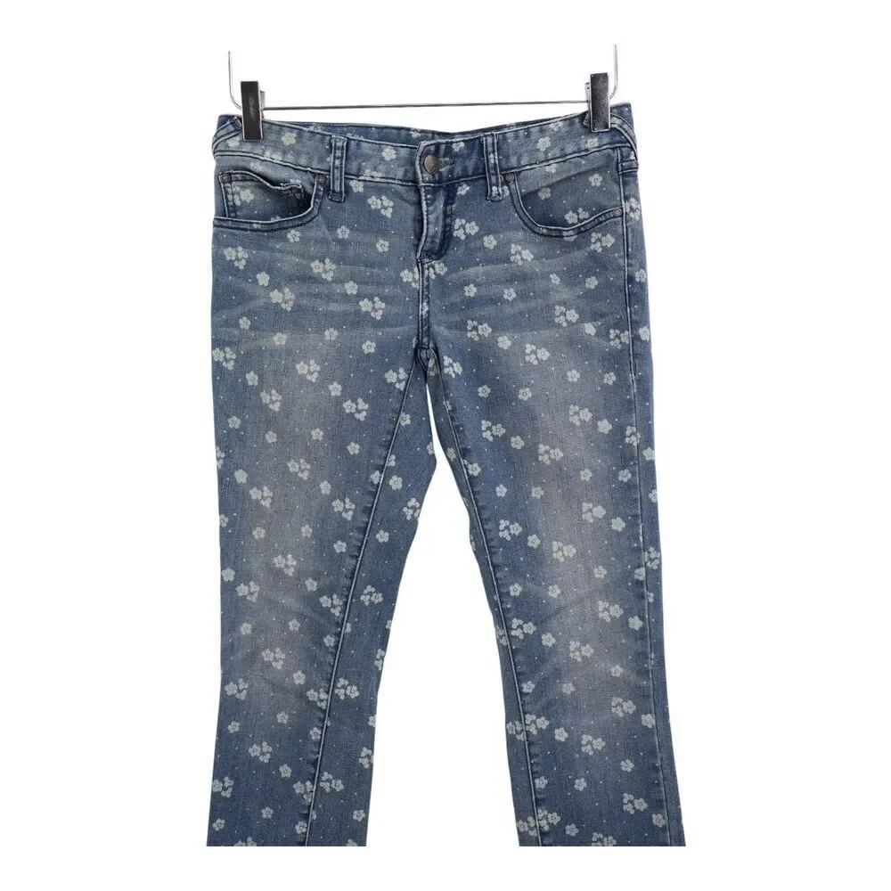 Free People Boho Flower Power Ditzy Floral Low Rise Skinny Jeans Size 28